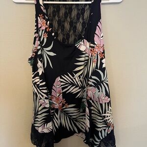 Linea Donatella Black Floral Lace Tank & Capri PJ Set